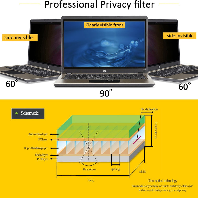 23 Zoll (509 mm * 286 mm) Blickschutzfilter Blendschutz-LCD-Bildschirm Schutzfolie für 16: 9-Breitbild-Computer-Notebook-PC-Monitore