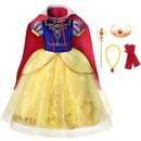 VOGUEON Girls Princess Snow White Costume Puff Sleeve Deluxe Prom Party Gown with Long Cloak Children Halloween Fancy Dress Up