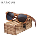 BARCUR Vintage Natura Zebra Wood Sunglasses Women Men Square Sun glasses Polarized Retro Sunglasses