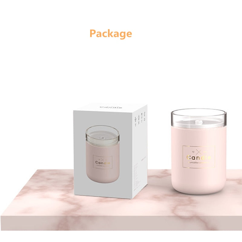 Candle Air Humidifier Portable Ultrasonic Silent Large Capacity USB Aroma Essential Oil Diffuser Home Car Office Purify Anion