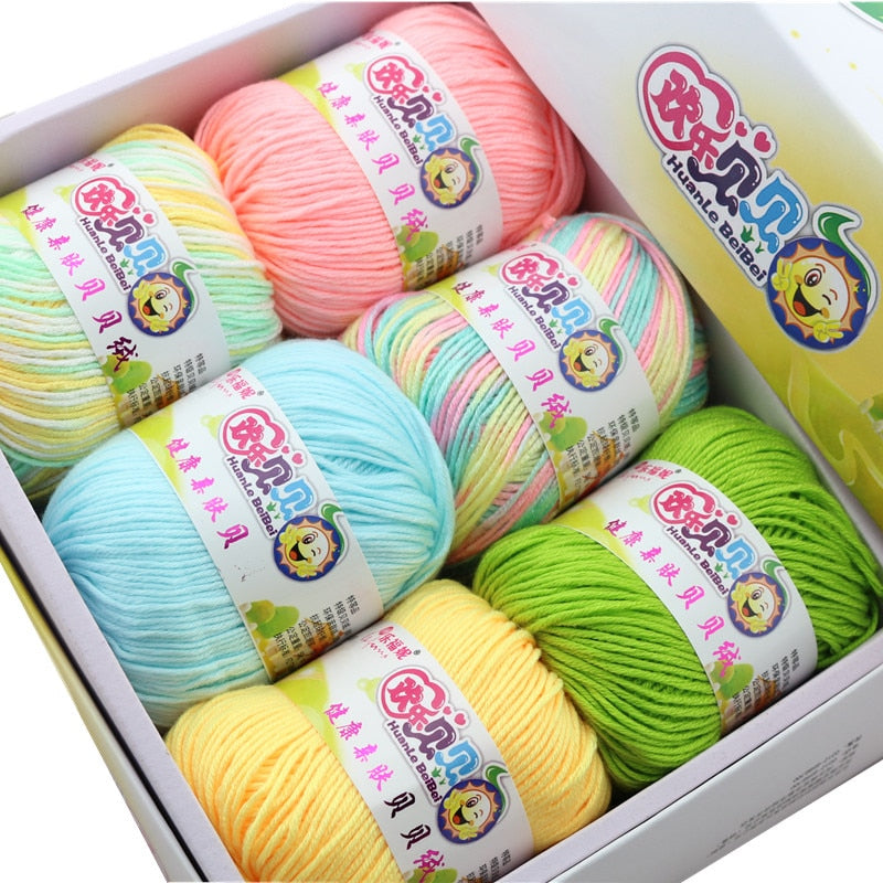 6balls/lot 73 Colors Milk Cotton Yarn Baby Wool Yarn DIY Knitting Children Sweater Hat Hand Knitted Yarn Knit Blanket Crochet