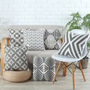 Funda de cojín bordada para decoración del hogar, funda de almohada bordada de algodón de lona geométrica rosa gris, 45x45cm