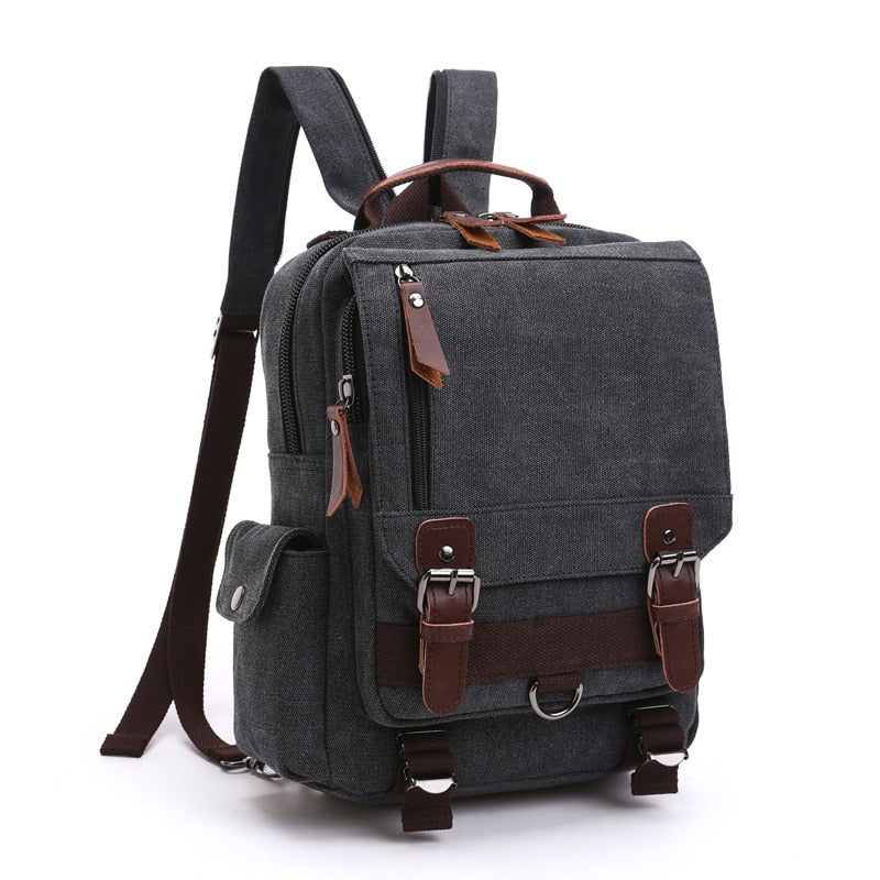 Scione Small Canvas Backpack Men Travel Back Pack Multifunctional Shoulder Bag Women Laptop Rucksack School Bags Female Daypack