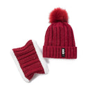 New Women Warm Thick Hat Fashion Winter Hats For Woman Add Fur Lined Knitted Cap Letter B Beanie Hat Girls Pompom Knitted Hat
