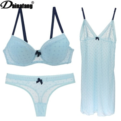 DAINAFANG Marke Dessous 36/80 38/85 40/90 42/95 BC Cup BH und Slip Sexy Kleidung Nachthemd Unterwäsche Sets Höschen für Damen