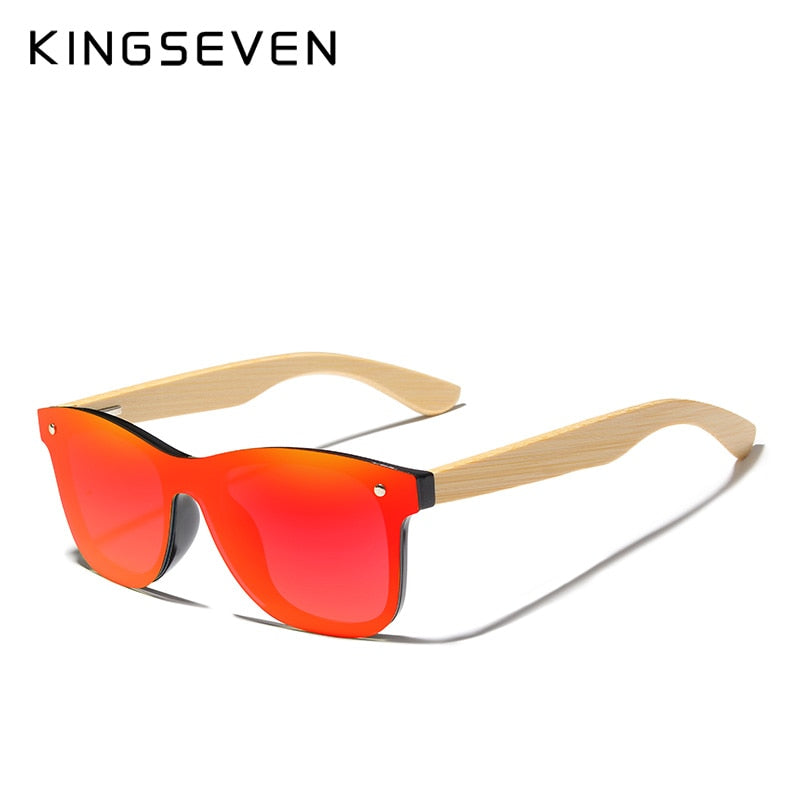 Marca KINGSEVEN, gafas de sol polarizadas con templos de bambú para hombre, gafas cuadradas clásicas, gafas de sol Retro de moda para mujer, logotipo personalizado