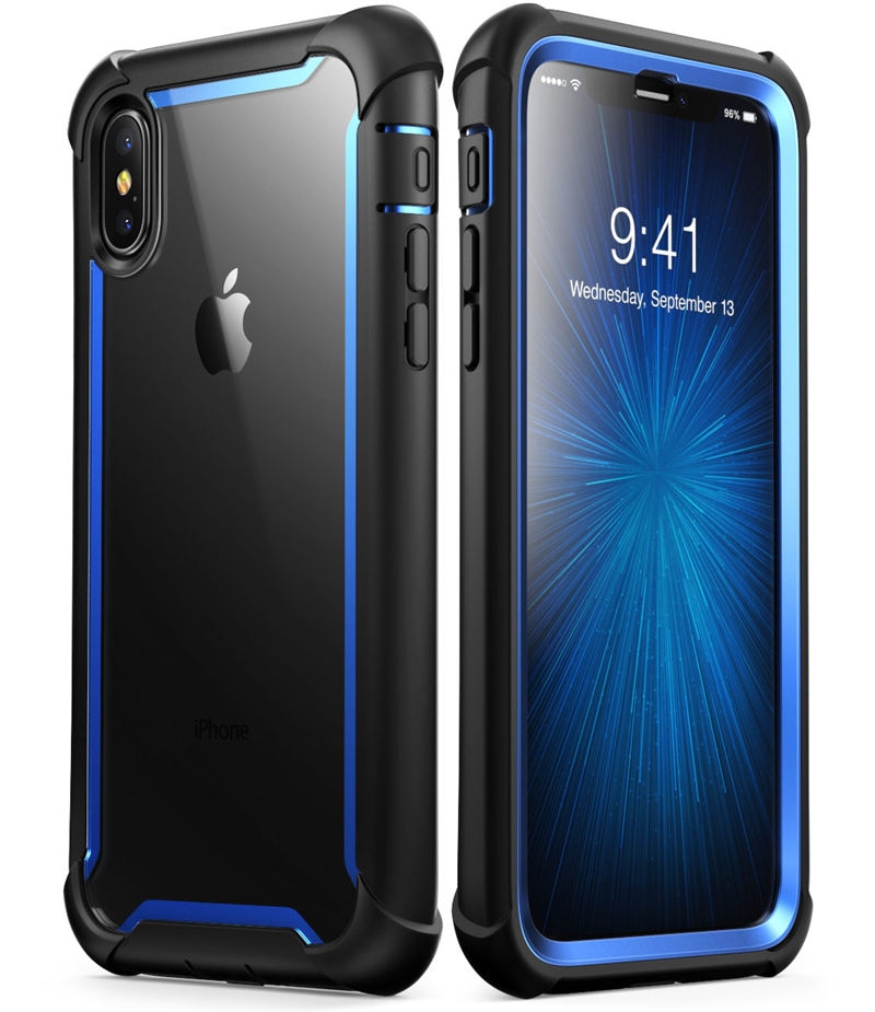 Für iPhone X Xs Hülle 5,8 Zoll Original i-Blason Ares Serie Ganzkörper-Rugged Clear Bumper Case mit integrierter Displayschutzfolie