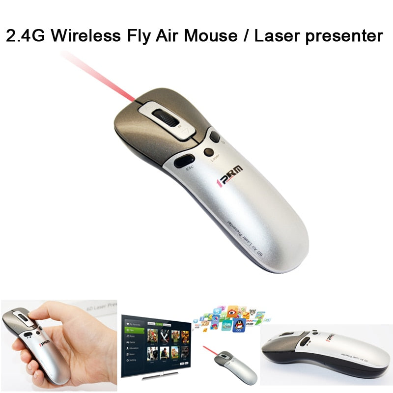 Kabellose Fly Air Lasermaus G-Sensor 15 m 2,4 GHz USB Optical 1600 DPI Laser Presenter für Set-Top-Box/Smart TV/Android TV Box