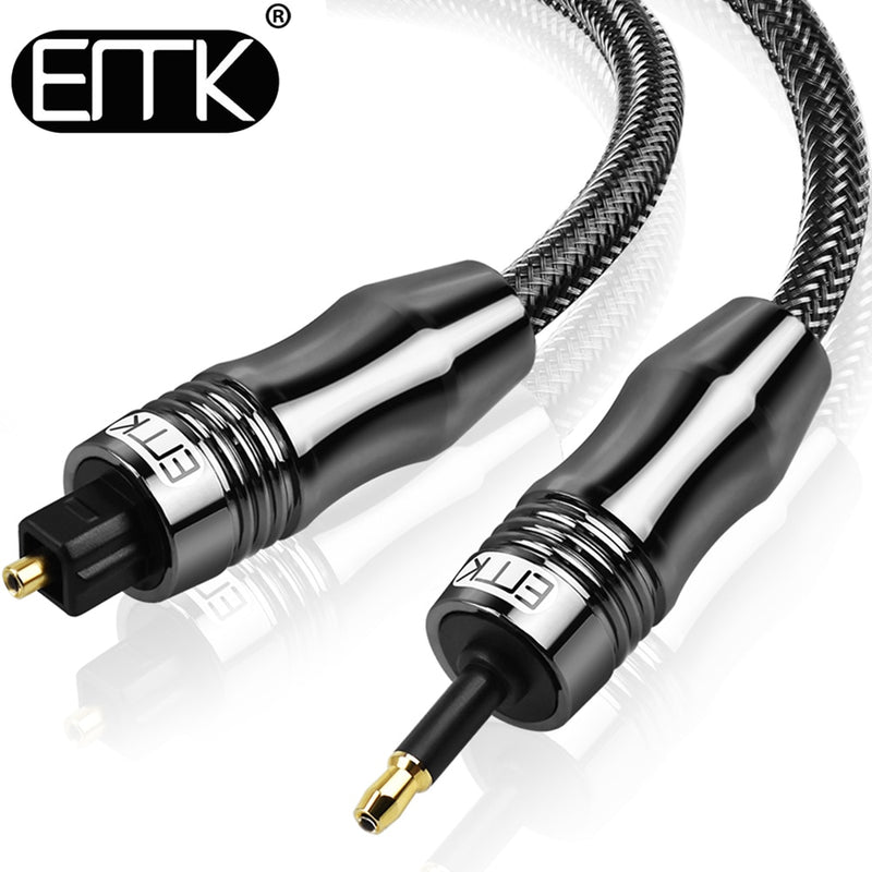 EMK Digital Sound Toslink to Mini Toslink Cable 3.5mm SPDIF Optical Cable 3.5 to Optical Audio Cable Adapter 1m 10m