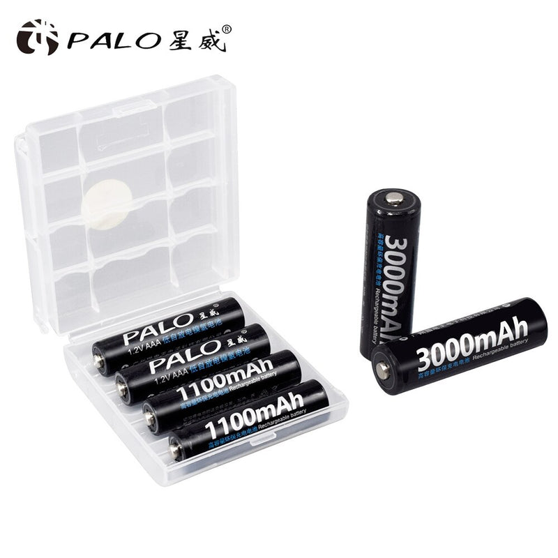 PALO 4 Stück 3000 mAh 1,2 V AA Akkus + 4 Stück 1100 mAh 1,2 V AAA Akku NI-MH AA AAA Akku für Kamera Spielzeug