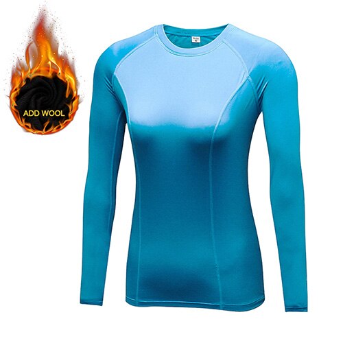 Yuerlian 15% Spandex Add Wool Women Fitness Tights T-shirt Workout Blouse Sport Running Sportswear Long sleeve Gym Yoga Shirt