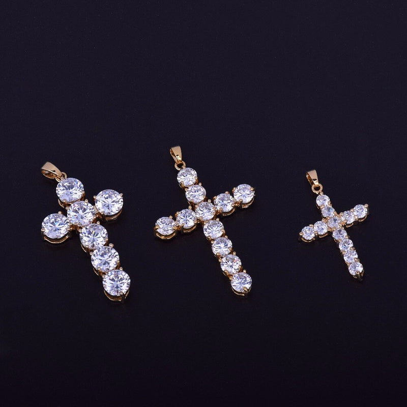 Cross Pendant Gold Color Copper Material Fashion Hip Hop Jewelry