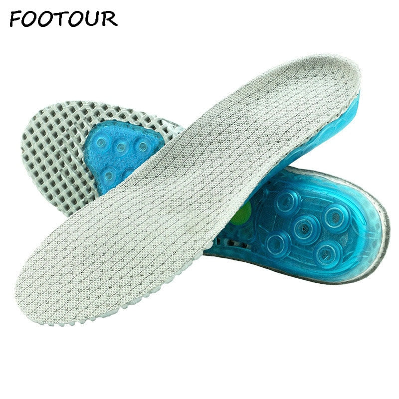 FOOTOUR Silicone Gel Orthopedic Insoles Shock Absorbant Pads Foot Care for Plantar Fasciitis Pain Relieve Running Sport Insoles