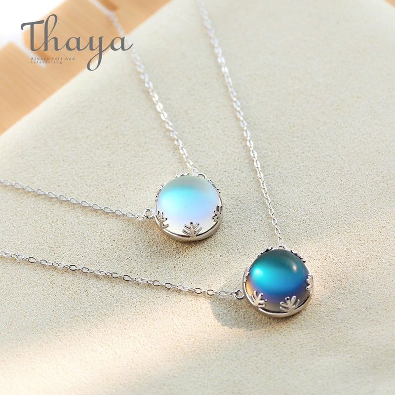 Thaya 55 cm Aurora colgante collar Halo cristal piedra preciosa s925 plata escala luz collar para mujer elegante joyería regalo