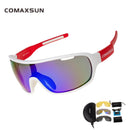 COMAXSUN Polarisierte Fahrradbrille Fahrradreitschutzbrille Fahren Angeln Outdoor Sport Sonnenbrille UV 400 3 Linsen