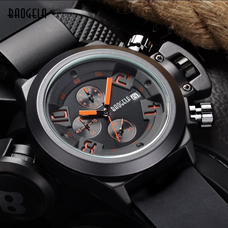 Baogela Fashion Herren Quarzuhren Sport Chronograph Montre Homme Relogio Masculino Silikon Armbanduhr für Mann Uhr Stunde