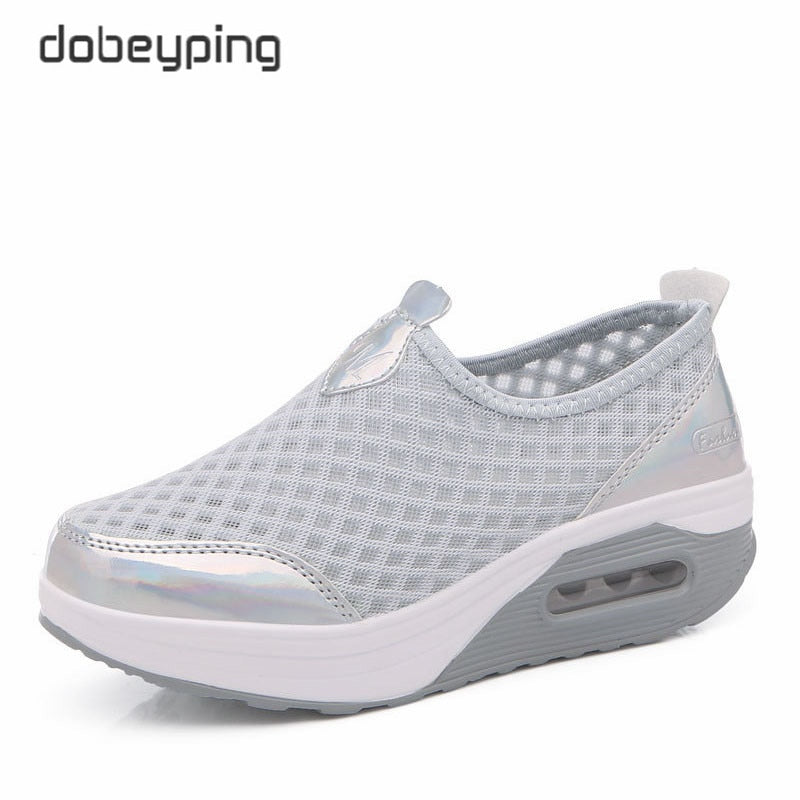 dobeyping Spring Autumn Casual Women Shoes Air Mesh Woman Flats Shoe Flat Platform Ladies Sneakers Slip On Ladies Wedge Footwear