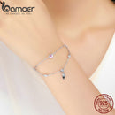 BAMOER Romantic New 925 Sterling Silver Sweet Heart Pink CZ Double Layers Bracelets for Women Sterling Silver Jewelry SCB090
