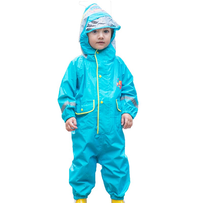 2-4 Years Children Fashionable Waterproof Jumpsuit Raincoat Hooded Cartoon Dinosaur Kids One-Piece Rain Coat Baby Tour Rain Gear