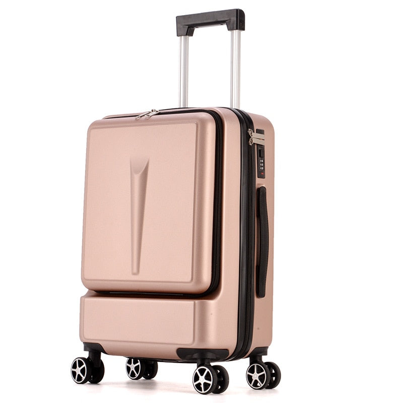 Letrend nueva moda 24 pulgadas bolsillo frontal equipaje rodante caja de contraseña 20 'maleta de embarque mujeres bolsa de viaje maletero