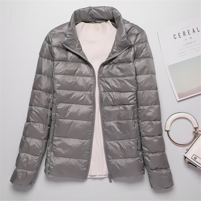 Chaqueta de plumón de pato blanco ligera para mujer, Parka, abrigo de plumón ultraligero cálido, prendas de vestir, Tops cortos, Otoño Invierno 2022