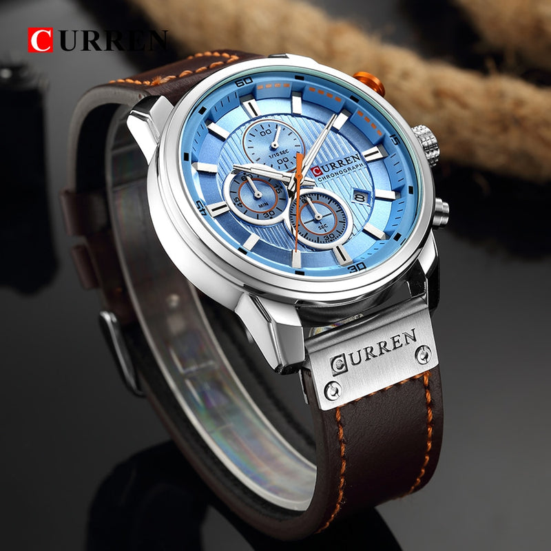 Relojes de cuarzo para hombre con correa de cuero de moda CURREN de lujo de marca superior, relojes de pulsera informales con fecha de negocios para hombre, reloj Montre Homme