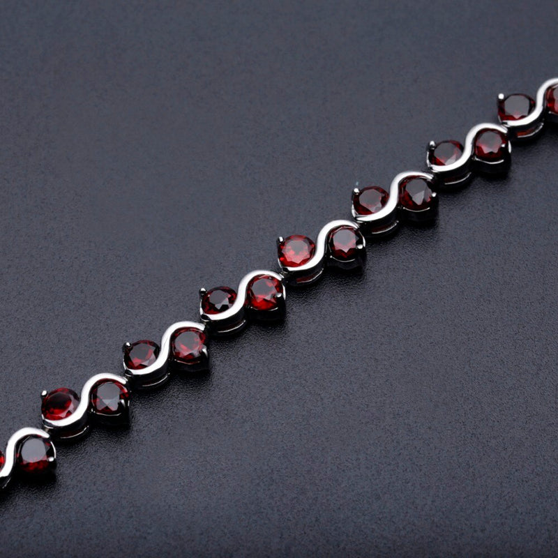 GEM'S BALLET, pulseras y brazaletes de plata de ley 925 auténtica para mujer, pulsera de piedras preciosas de granate rojo Natural de 11,79 quilates, joyería fina