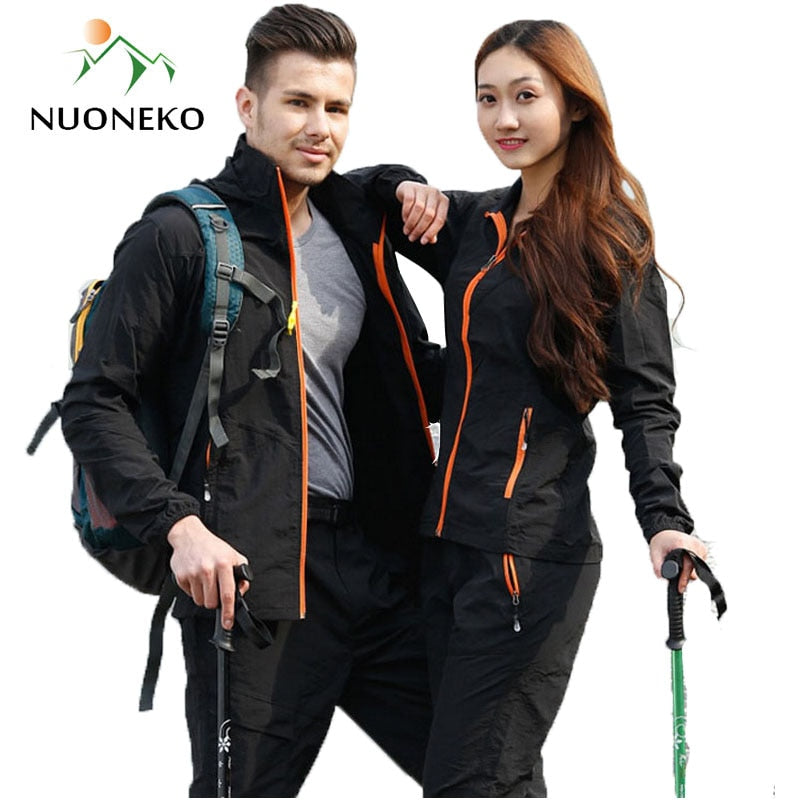 Camping Wandern Kleidung Set Outdoor Sport Männer Frauen Sommer Sportswear Anzug Kapuzenjacken Hosen Schnelltrocknend Atmungsaktives Set ST01