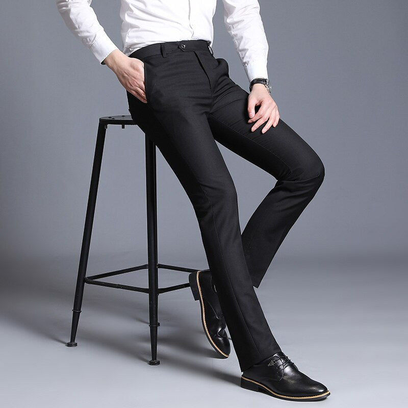 Pantalones de traje para Hombre 2022, pantalones de vestir finos para Hombre, pantalones rectos de oficina de negocios, pantalones formales para Hombre, pantalón clásico para Hombre 38