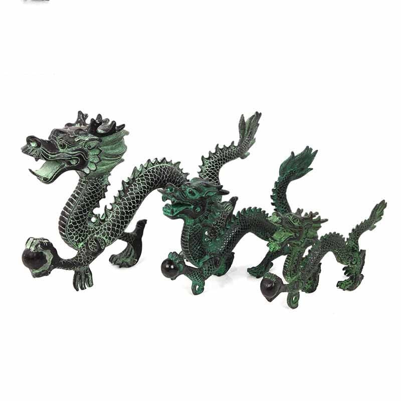 Feng Shui bronze dragon catching beads ornaments lucky home crafts decorative art