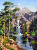 Needlework,Mountain waterfall beauty Scenery DIY 14CT Cross stitch,for Embroidery kit,Art Cross-Stitching Set handmade decor