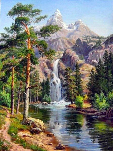 Needlework,Mountain waterfall beauty Scenery DIY 14CT Cross stitch,for Embroidery kit,Art Cross-Stitching Set handmade decor