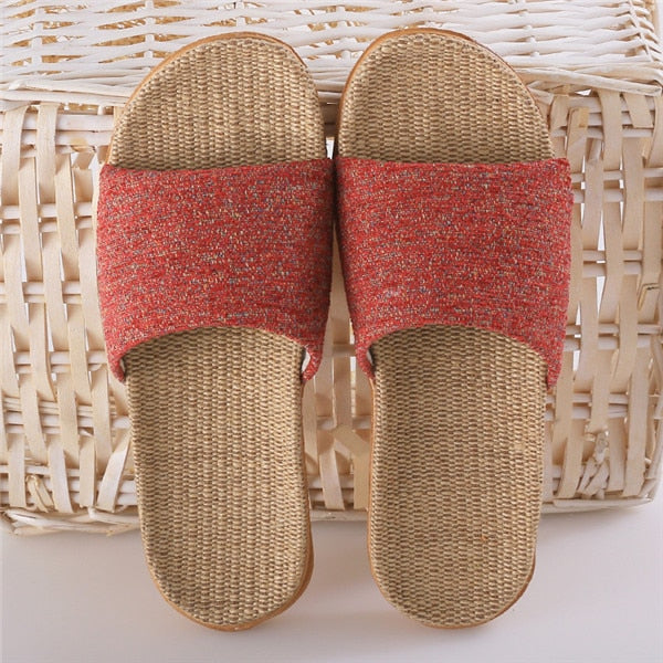 Suihyung Women Slippers Female Casual Flax Slides 13 Colors Linen Belt Ladies Sandals Flip Flops Lovers Summer Indoor Home Shoes