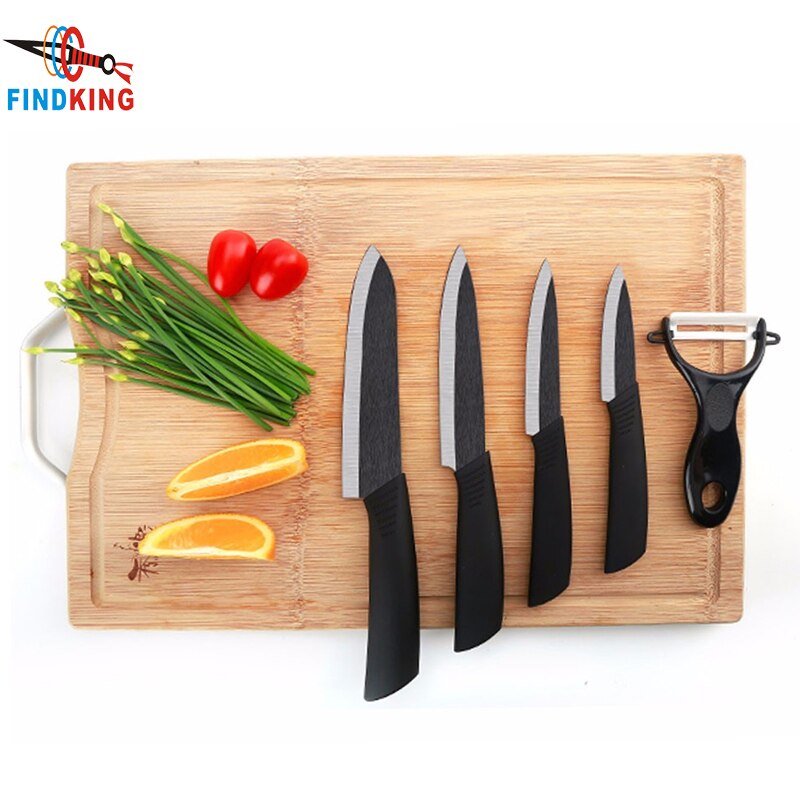 FINDKING High Quality  Zirconia Black Blade 3" 4" 5" 6" inch + Peeler + Covers Ceramic Knife Set Kitchen Professional  knife