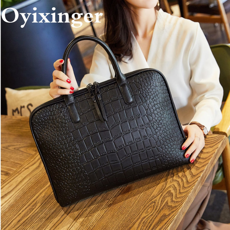 Ladies Computer Hand Bags Women Office Handbag Girls Leather Shoulder Bag Woman Business Laptop Briefcases For Lenovo Hp Dell