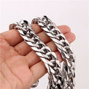 Custom Length 16/19/21mm Width Heavy Silver Color Cut Curb Cuban Chain 316L Stainless Steel Mens Necklace Or Bracelet 7''-40''