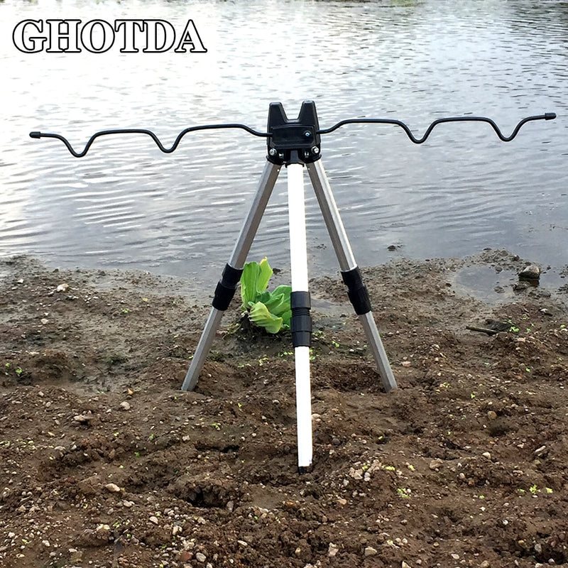 GHOTDA Aluminum Alloy Telescopic Fishing Tripod Holder Stand for Fishing Rod