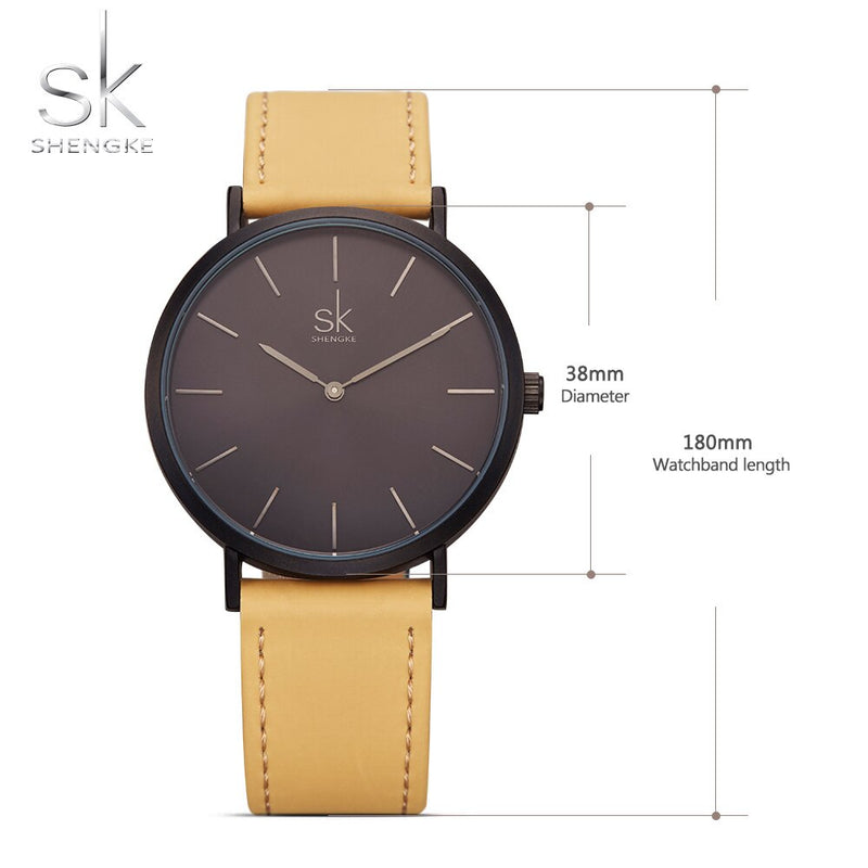 Shengke Brand New Fashion Simple Style Top Famous Luxury Brand Quartz Watch Women Leather Watches Reloj Mujer Zegarek Damski