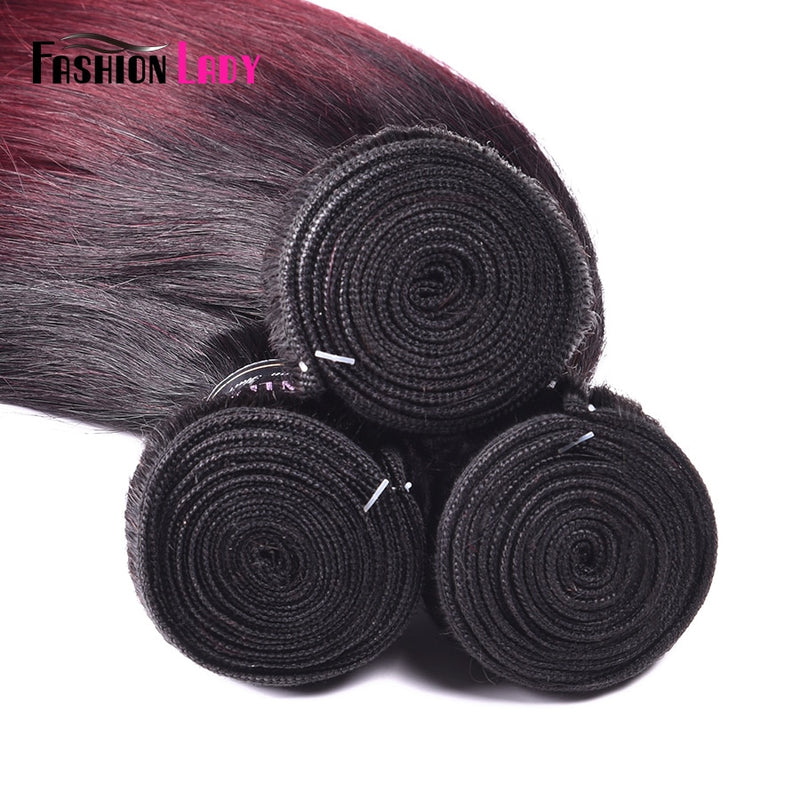 Mechones Ombre Paquetes rectos de cabello humano Armadura de cabello brasileño 3/4 Paquetes Oferta Paquetes de armadura de cabello no remy