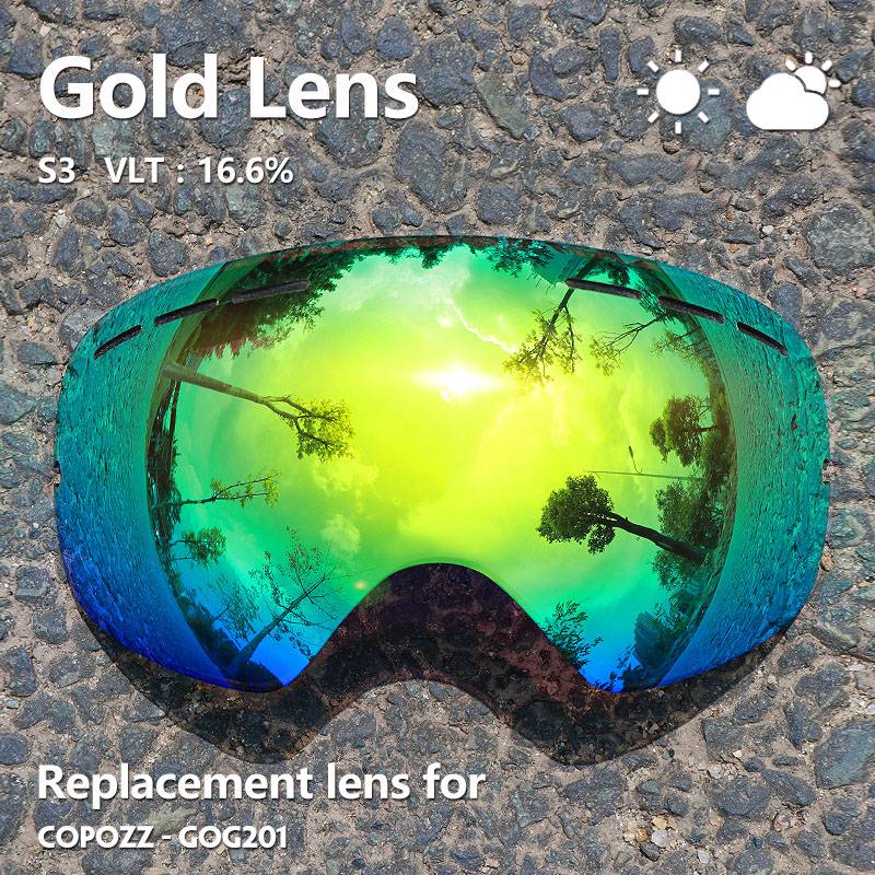 Lentes COPOZZ 201 para gafas de esquí, lentes para antivaho UV400, gafas de esquí esféricas grandes, gafas de nieve, lentes de repuesto (solo lentes)