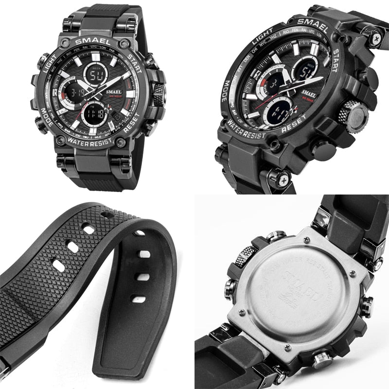 Relojes deportivos SMAEL para hombre, reloj cronógrafo Digital de doble hora, cronómetro LED para hombre, relojes de pulsera con pantalla de semana, montre homme Hour