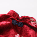 2021 Winter 2-12 Years Teenage New Year Embroidery Lace Red Traditional Chinese Garments Tang Kids Baby Girls Plus Velvet Dress