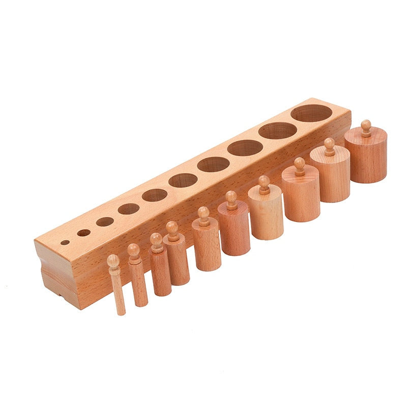 Montessori Knobbled Cylinders Block Sockets Sensorial Materials for Kids Visual Sense Experience Wooden Educational Equipment