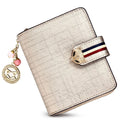 FOXER Card Holder Split Leather Women&#39;s Wallets Designer Coin Purse Girl&#39;s Zipper Wallet High Quality Short Wallet with Pendant
