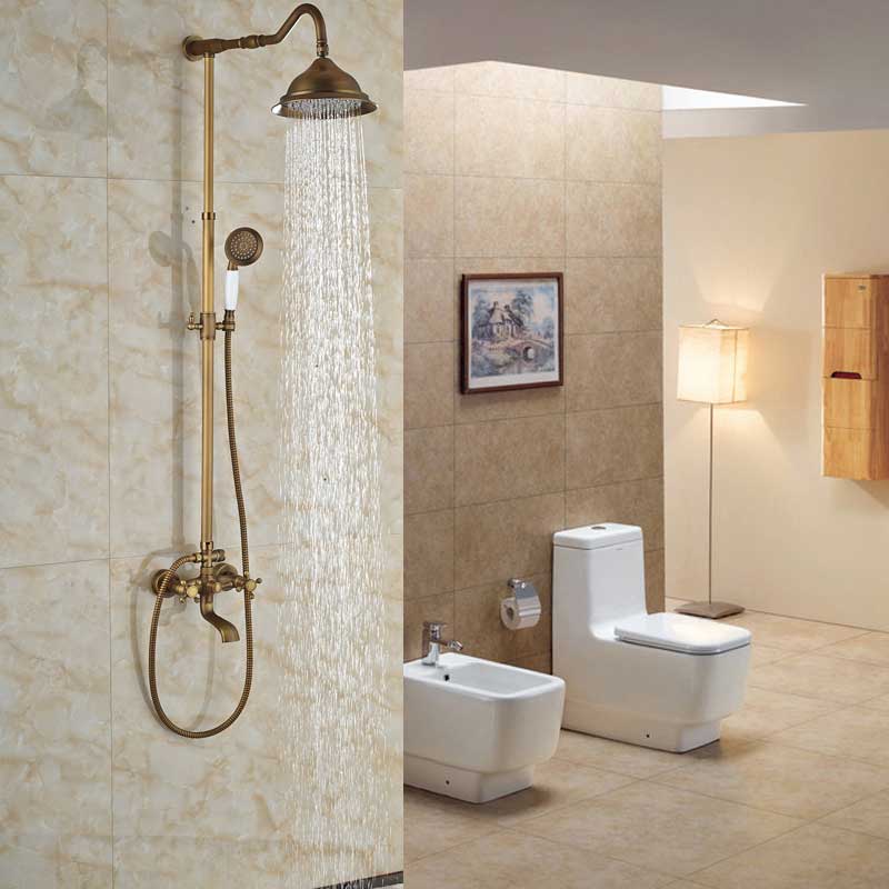 Grifo mezclador de ducha de lluvia de lujo en la pared Juego de ducha de baño Lluvia 8 "Cabeza de ducha de latón Grifo mezclador de ducha con ducha de mano