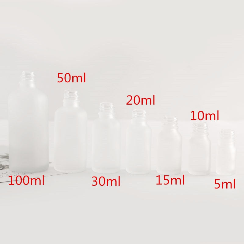 12 x 5ml 10ml 15ml 30ml 50ml 100ml Frost Glass Dropper Bottle Empty Cosmetic Packaging Container Vials Essential Oil Bottles