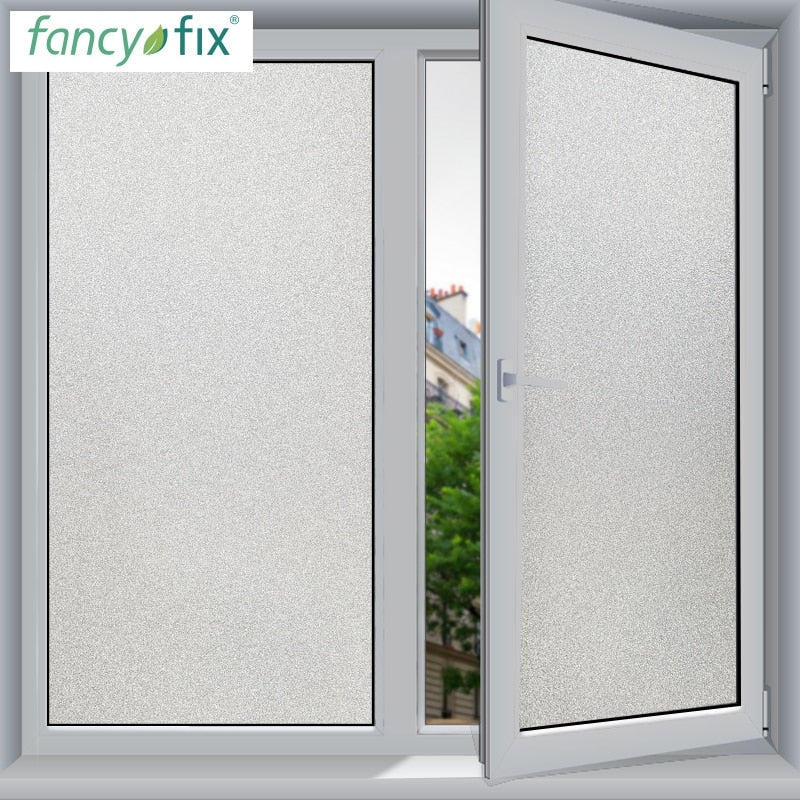 FANCY-FIX 45cm width Frosted Glass Window Film Privacy,Office Bathroom Bedroom Static Cling Adhesive Glass Sticker Film No Glue