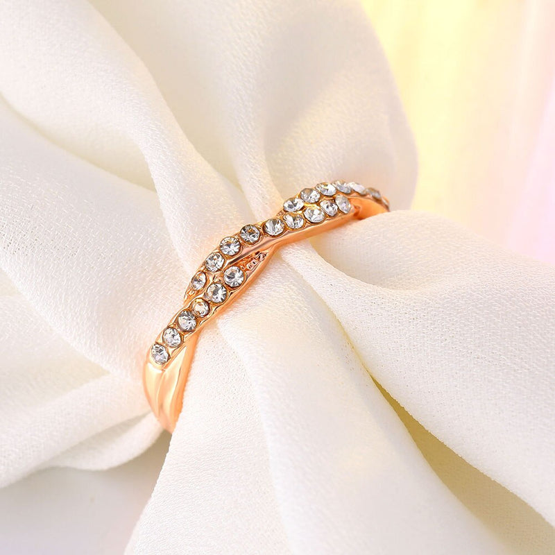 IPARAM Muster Twisted Rope Hanf Blumen Ring Gold Silber Farbe Mikro Zirkonia Schwanz Ring Mode Damenschmuck