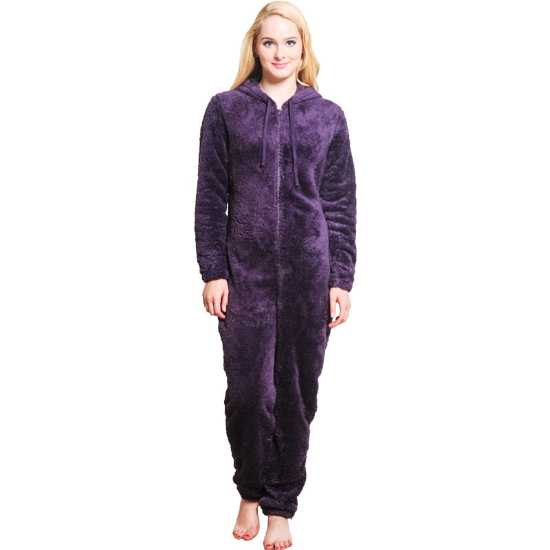 Winter Warme Pyjamas Frauen Onesies Flauschige Fleece Overalls Nachtwäsche Overall Plus Size Hood Sets Pyjamas Onesie Für Frauen Erwachsene
