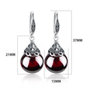 JIASHUNTAI Retro 100% 925 Sterling Silver Round Garnet Drop Earrings For Women Natural Red Gemstone Ruby Fine Jewelry Best Gifts
